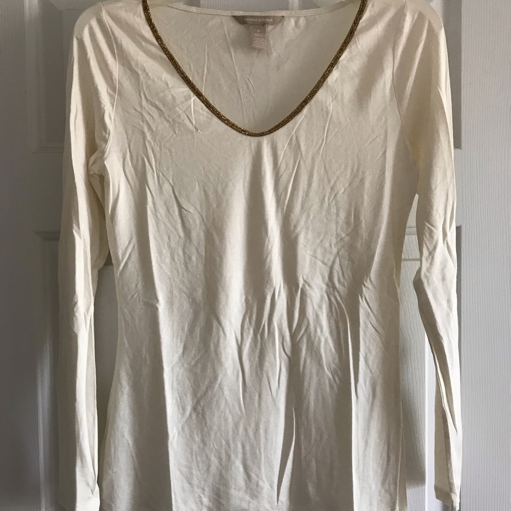 Banana Republic Top with Gold Glitter Neckline